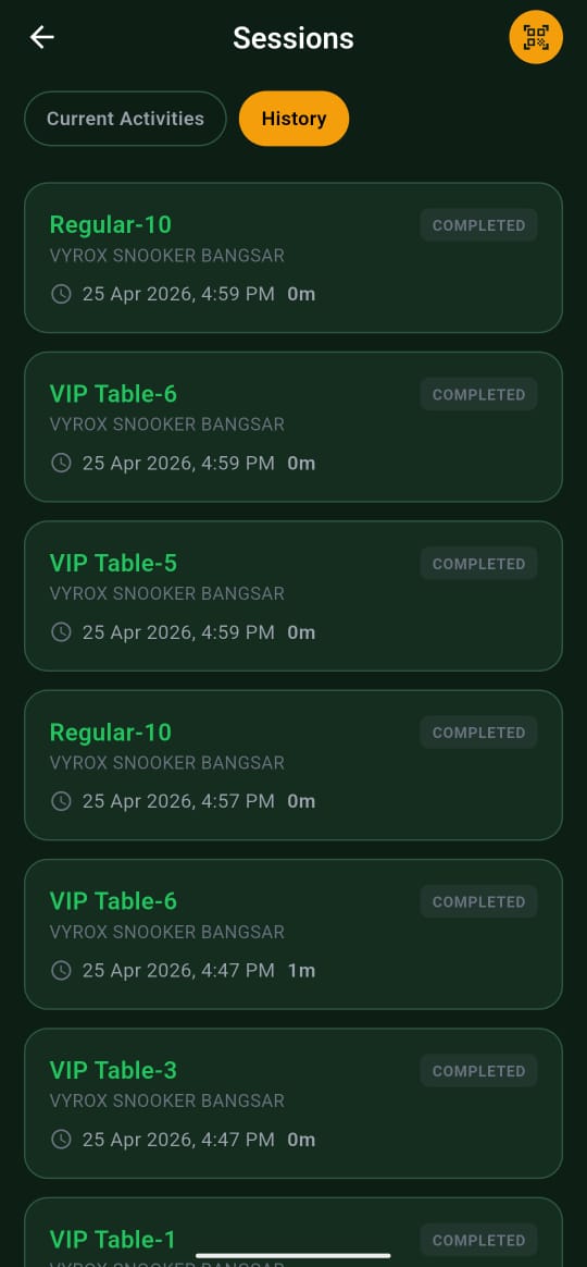 Snooker King transaction detail - operators give members a clean self-serve invoice viewer